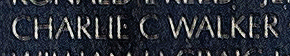 Engraved name on The Wall of Private First Class Charlie C. Walker, U.S. Army